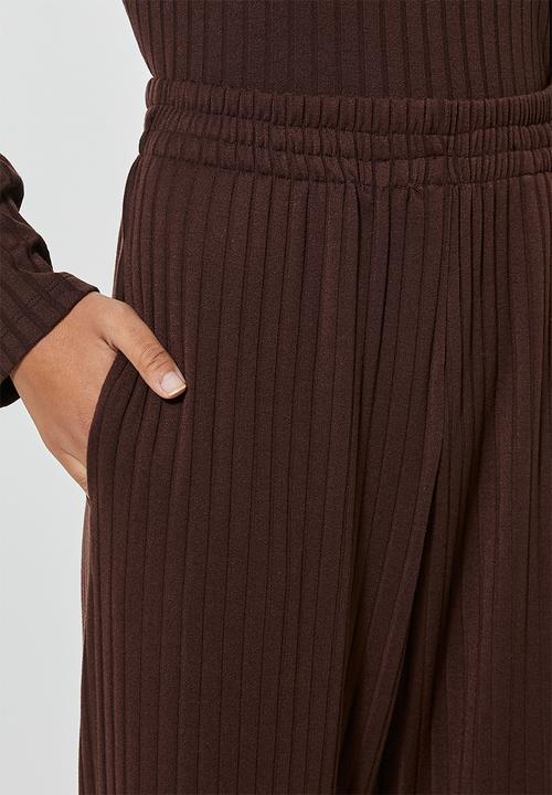 Superbalist - Knit rib wide leg - chocolate brown