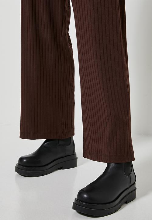 Superbalist - Knit rib wide leg - chocolate brown
