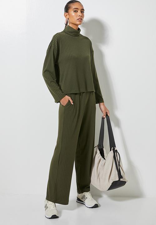 Superbalist - Knit rib wide leg - khaki