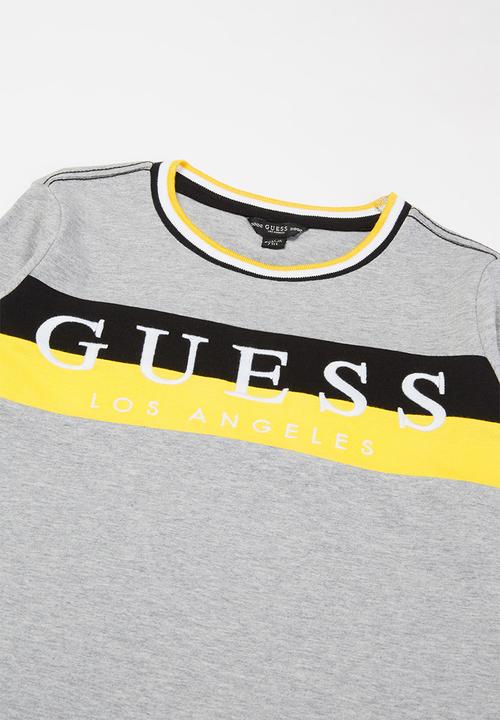 GUESS - Guess long sleeve stripe crew tee - grey