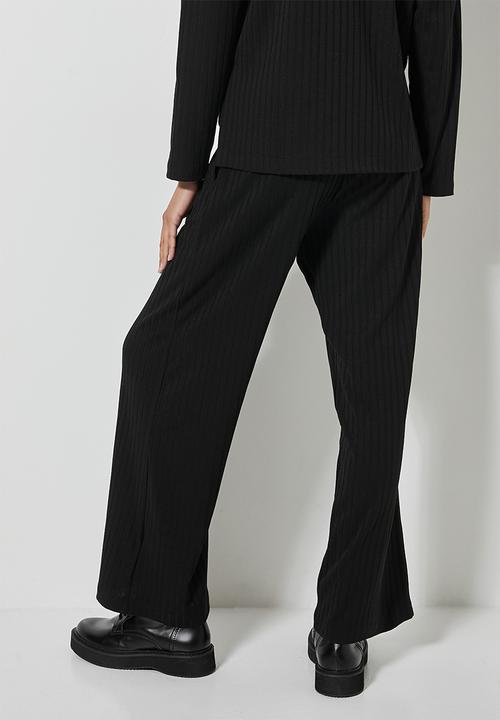 Superbalist - Knit rib wide leg - black