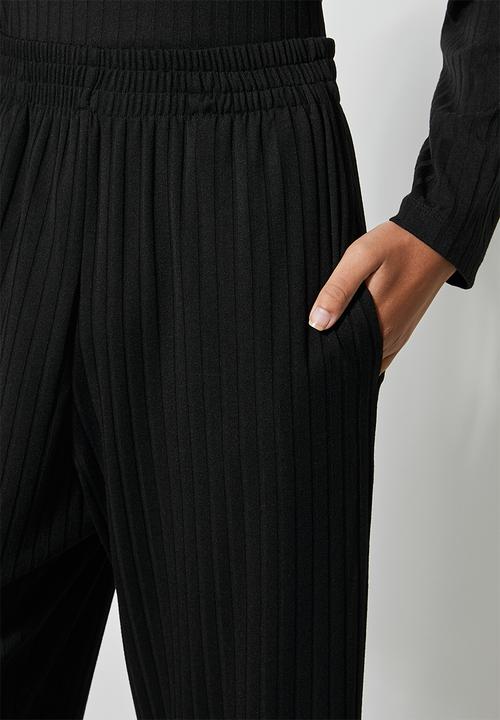 Superbalist - Knit rib wide leg - black