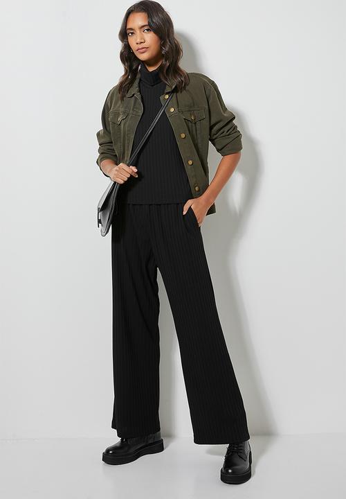 Superbalist - Knit rib wide leg - black