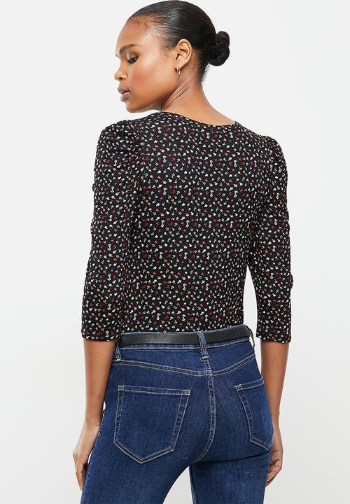 Jacqueline de Yong - Hailey dot 2/4 o-neck top - black 