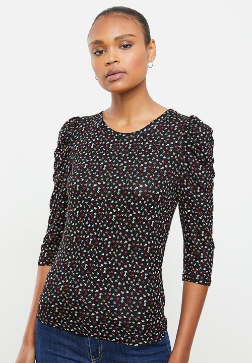 Jacqueline de Yong - Hailey dot 2/4 o-neck top - black 