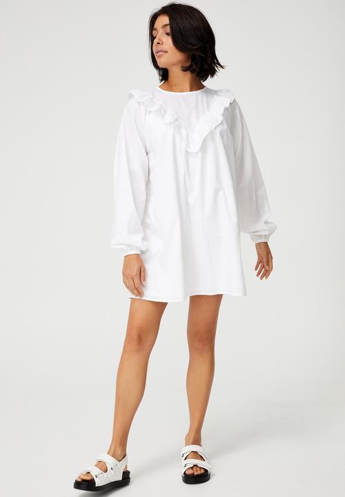 Cotton On - Woven juliet long sleeve mini dress - white