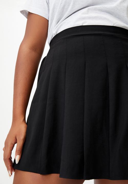 Cotton On - Curve tia pleated mini skirt - black