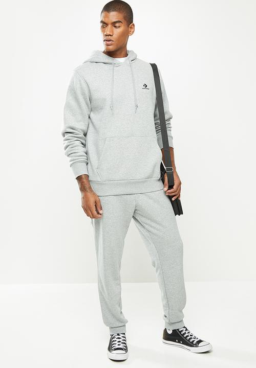 Converse - Embroidered star chevron fleece pullover hoodie - grey