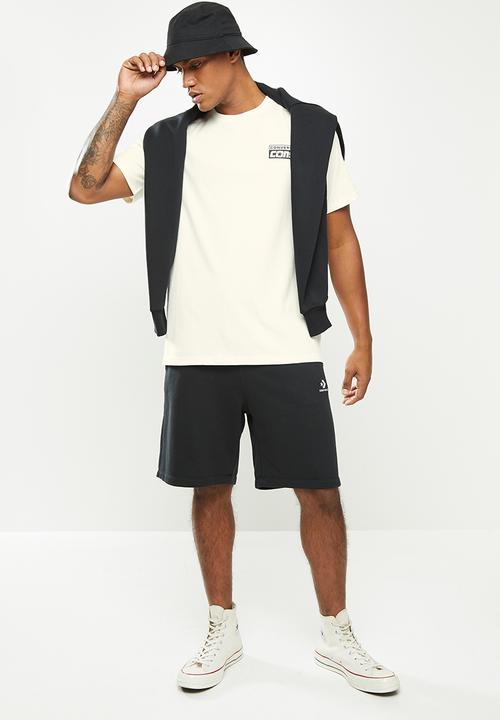 Converse - Embroidered star chevron french terry short - black