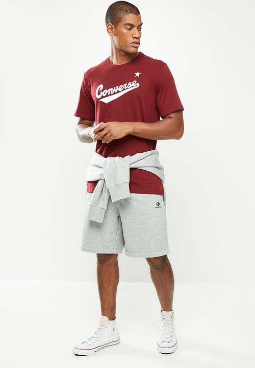 Converse - Embroidered star chevron french terry short - grey 