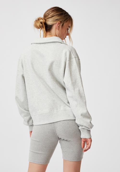 Cotton On - Kora collared long sleeve pullover - light grey marle