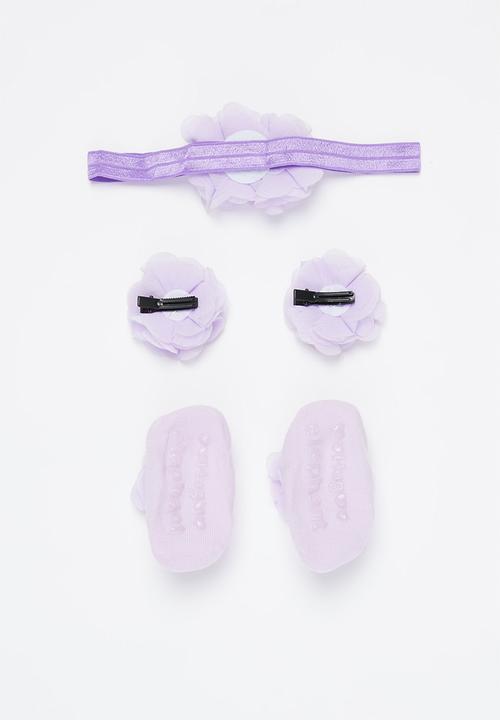 Pop Candy - Girls booties & headband set - lilac