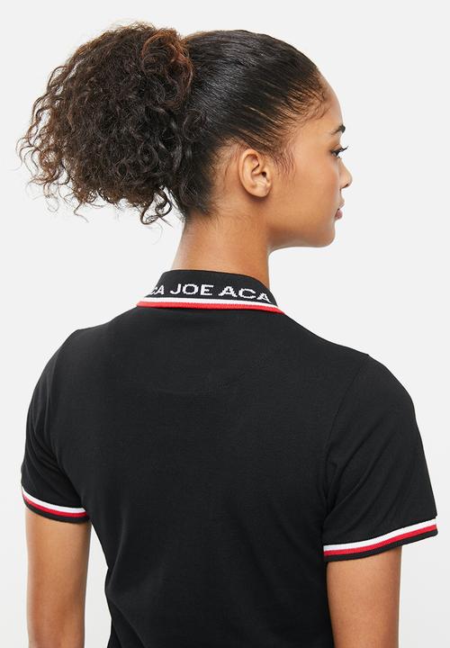 Aca Joe - Contrast collar pique dress - black