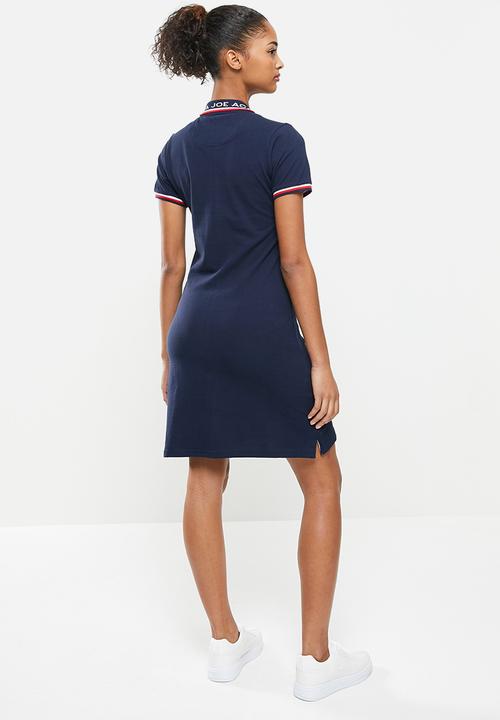 Aca Joe - Contrast collar pique dress - navy
