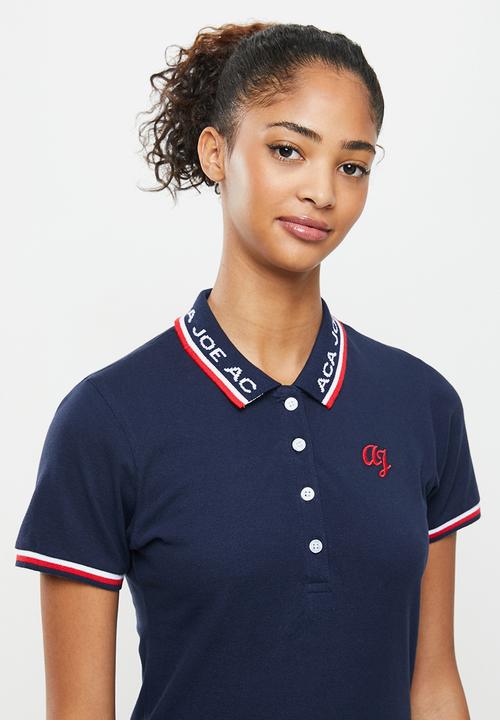 Aca Joe - Contrast collar pique dress - navy