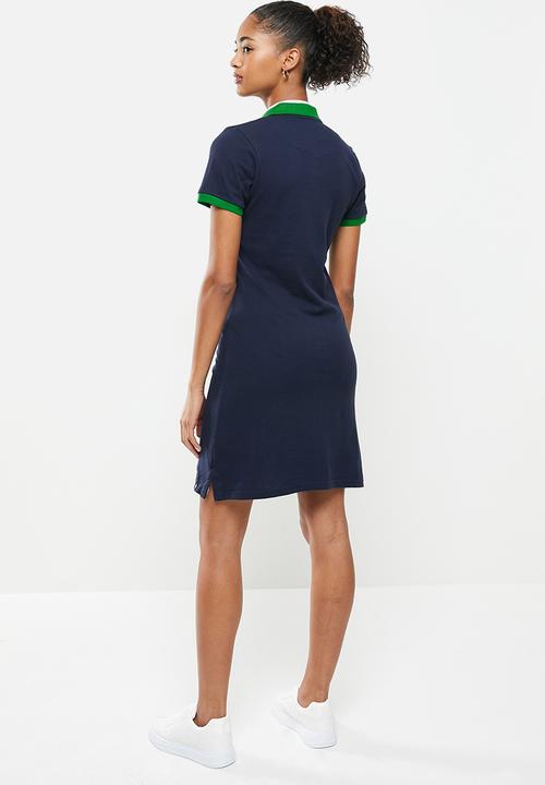Aca Joe - Contrast collar sj dress - navy & green