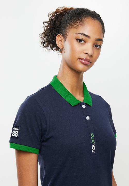 Aca Joe - Contrast collar sj dress - navy & green