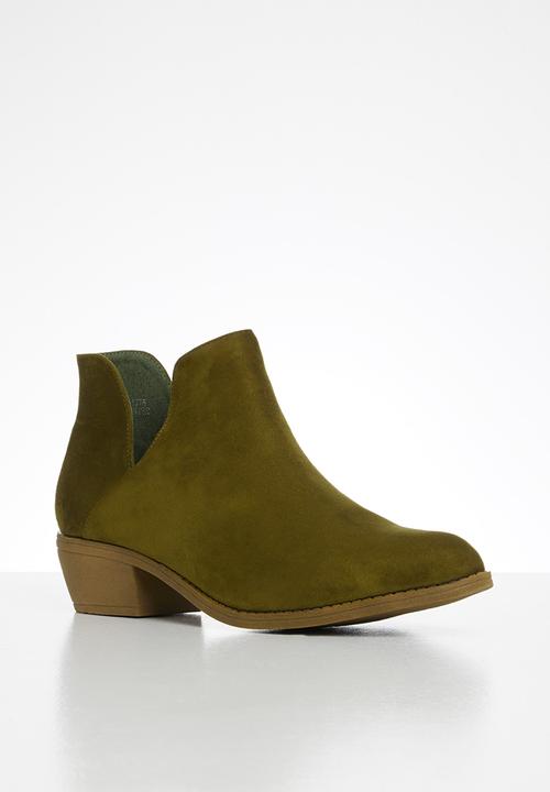 Jada - Western side cut ankle boot - olive