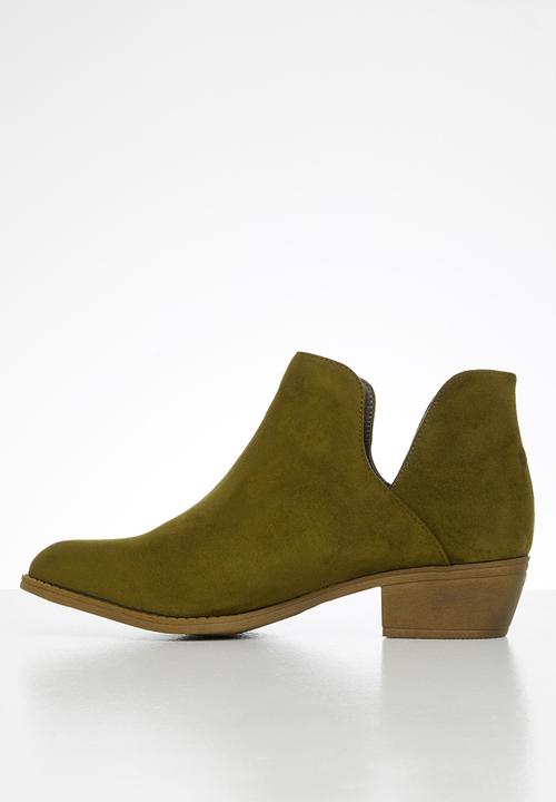 Jada - Western side cut ankle boot - olive