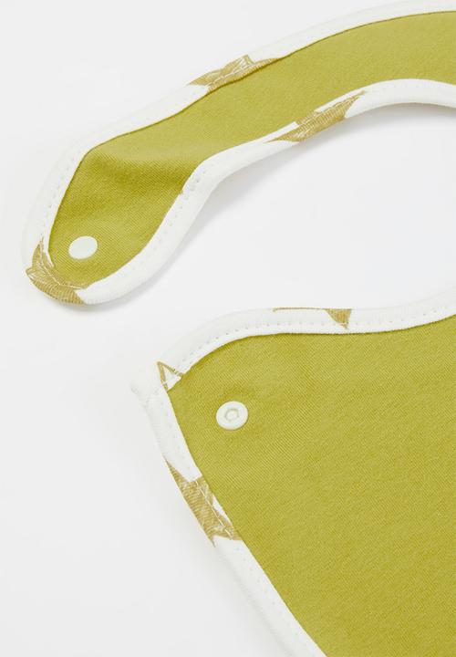 Pop Candy - Baby 2 pack bibs - green & white 