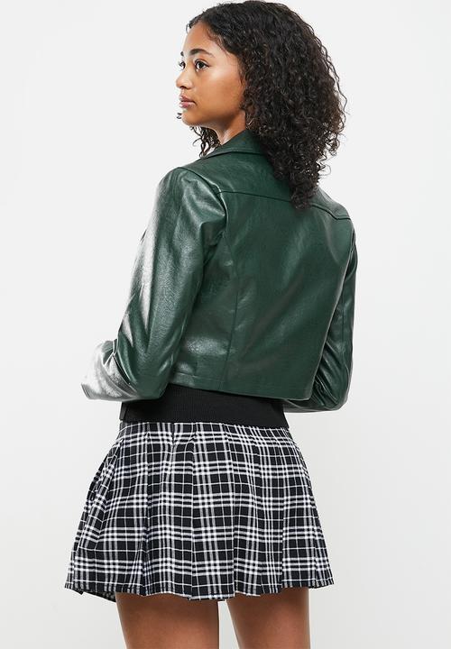 Blake - Cropped biker jacket - deep emerald