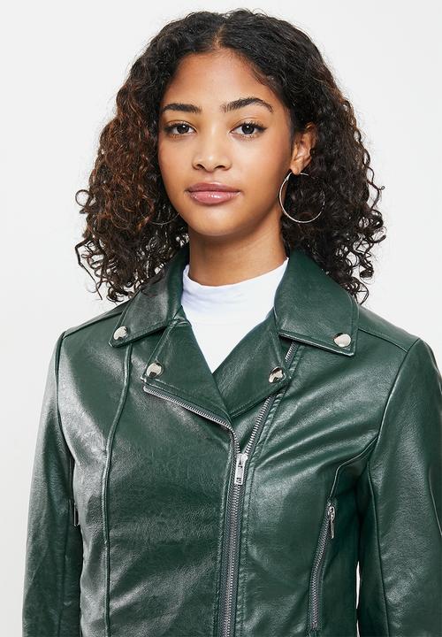Blake - Cropped biker jacket - deep emerald