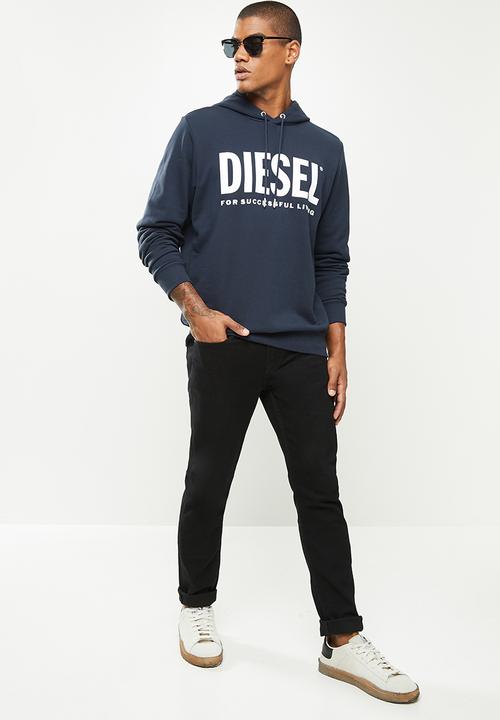Diesel  - S-gir-hood-division-logo sweat-shirt- navy