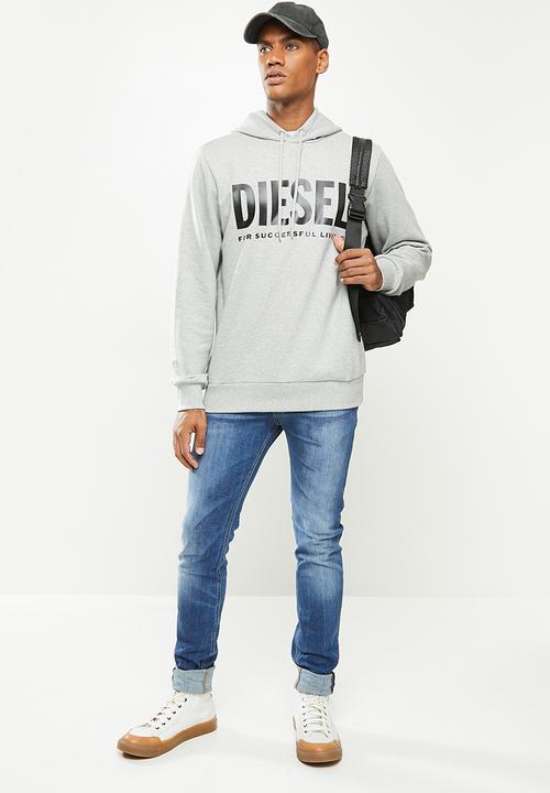 Diesel  - S-gir-hood-division-logo hoodie - grey