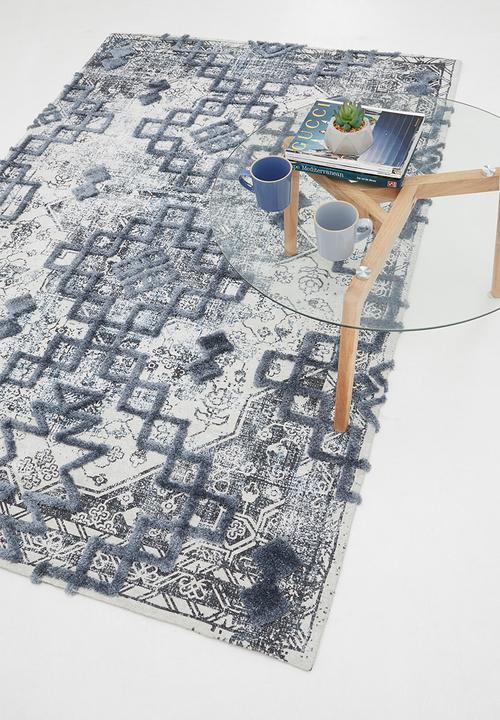 Sixth Floor - Thalia tufted printed rug - teal blue