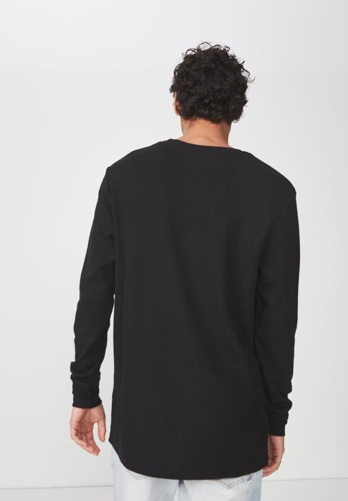 Cotton On - Waffle long sleeve T-shirt - black