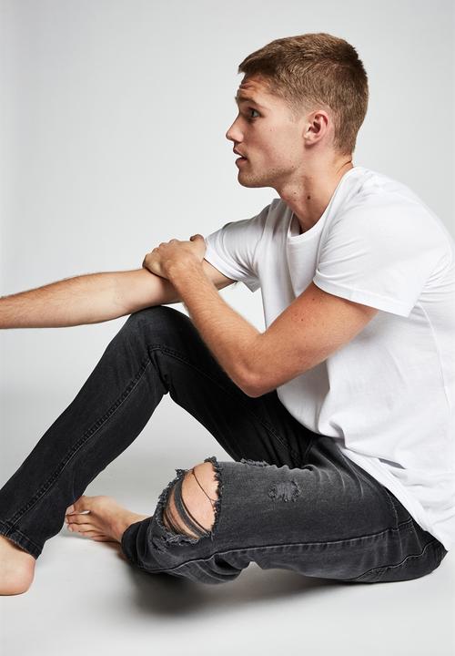 Cotton On - Slim fit jean - raven black rips