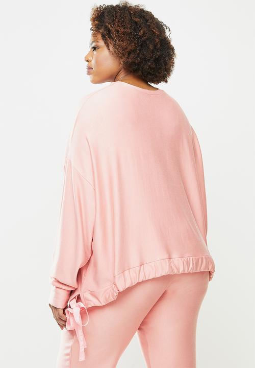 Me&B - Plus drawstring fleece sweat - pink