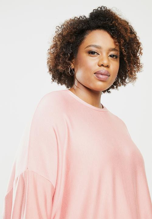 Me&B - Plus drawstring fleece sweat - pink