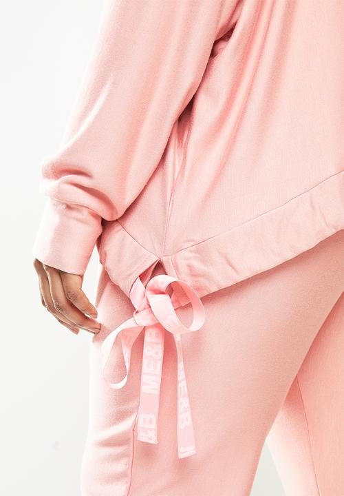 Me&B - Plus drawstring fleece sweat - pink
