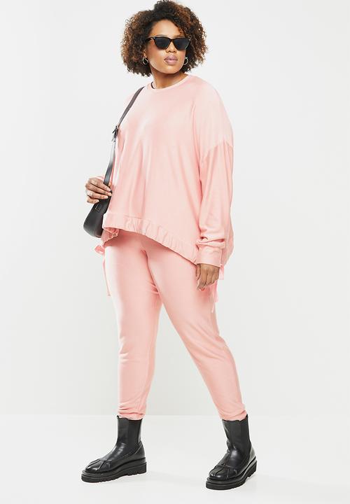 Me&B - Plus drawstring fleece sweat - pink