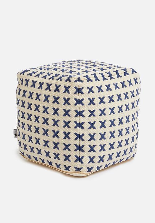 Sixth Floor - Criss cross ottoman - natural & sage