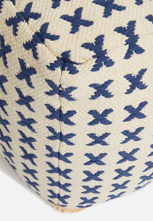 Sixth Floor - Criss cross ottoman - natural & sage