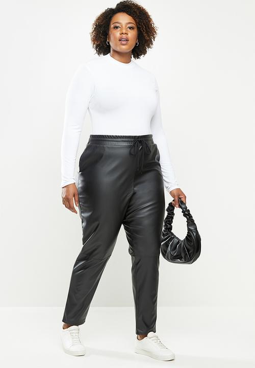 Me&B - Plus leather jogger pant - black