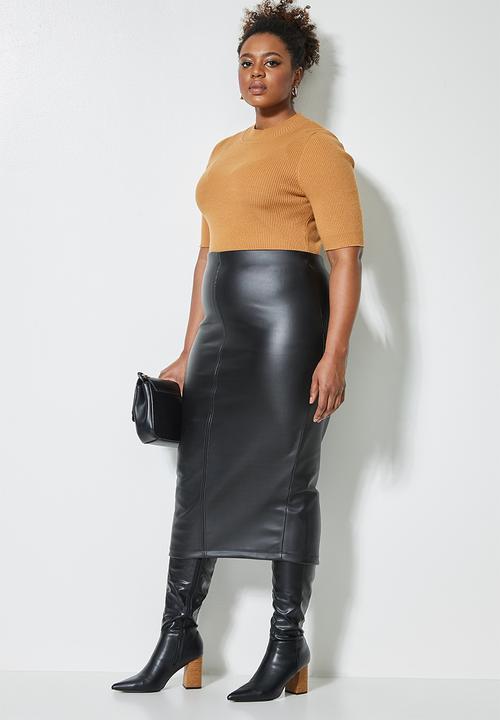 Superbalist - Coated scuba bodycon - black