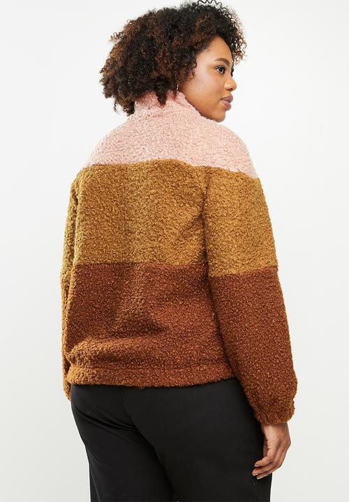 Me&B - Plus colourblock sherpa jacket - multi