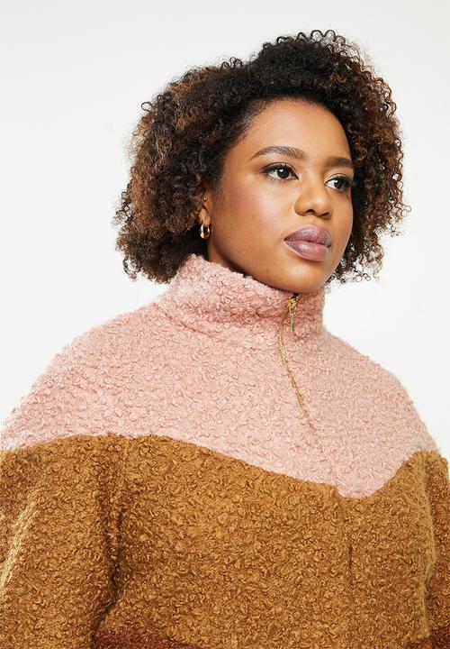 Me&B - Plus colourblock sherpa jacket - multi
