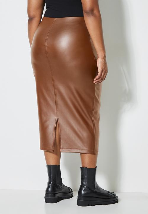 Superbalist - Coated scuba bodycon - brown
