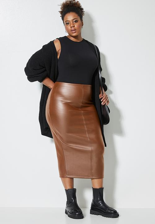 Superbalist - Coated scuba bodycon - brown