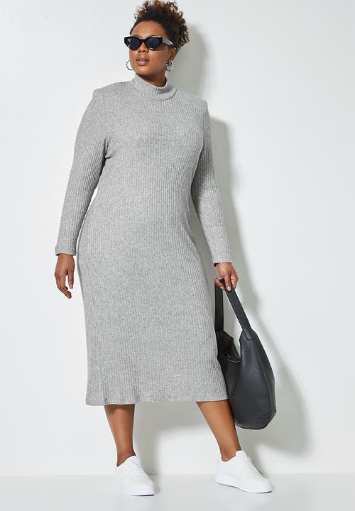 Superbalist - Soft touch shoulder pad column dress - grey