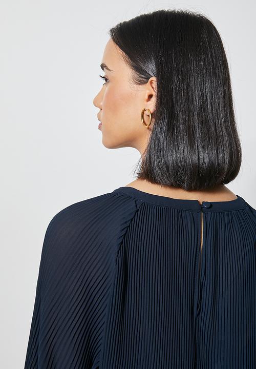 Superbalist - Raglan sleeve mushroom pleated blouse - navy