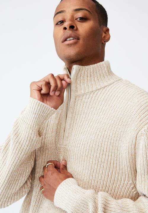 Cotton On - Quarter zip knit - sand