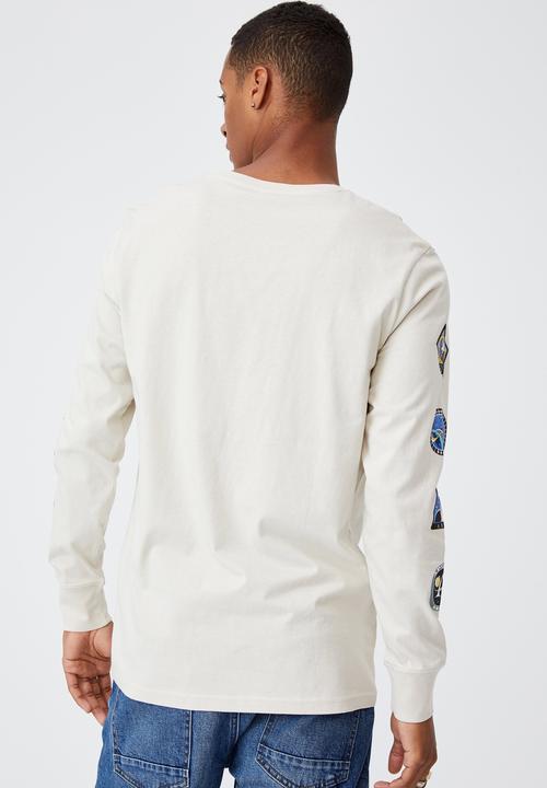 Cotton On - Tbar collab long sleeve t-shirt - lcn nas bone/nasa - retro badges