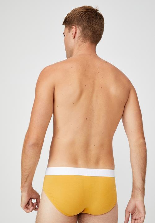 Cotton On - Mens organic cotton brief - gold & white