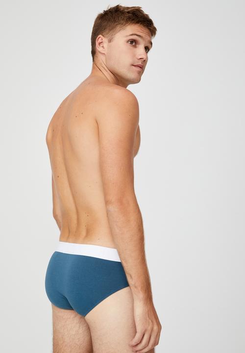 Cotton On - Mens organic cotton brief - blue & white