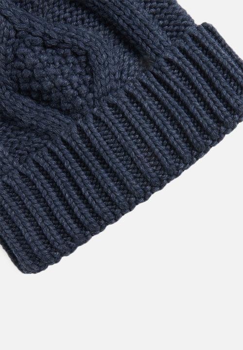 Rubi - Heritage knit pom pom beanie - dark grisaille